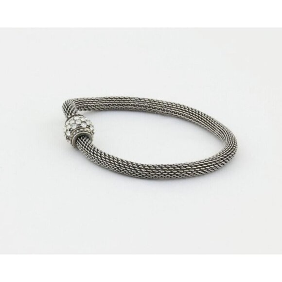 Sterling Silver Cubic Zirconia Bead Mesh Bracelet Silpada 7" - Picture 6 of 6